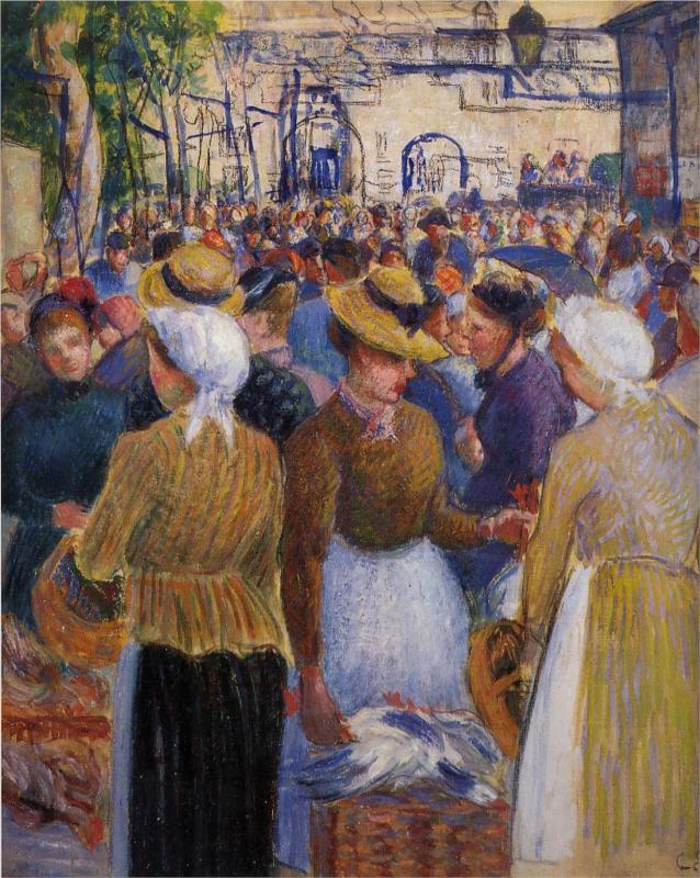 Poultry Market at Gisors - Camille Pissarro Paintings
